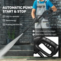 Outsunny 1800W High Pressure Washer, 150 Bar Pressure, 420 L/h Flow, Portable Power Washer Jet Wash Cleaner with Adjustable Nozzle, 6M Hose, Hose Reel, Steel Handle for Home Patio Car Driveway, Green(m-6)