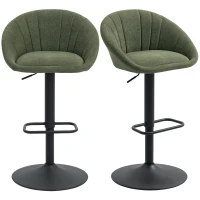 HOMCOM Set of Two Relaxed Tub Bar Stools - Dark Green(m-10)
