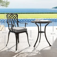 Outsunny Three-Piece Cast Aluminium Bistro Set - Black(m-3)