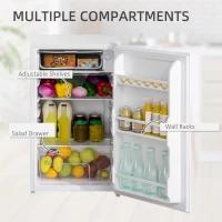 HOMCOM 91L Small Fridge with Chiller Box Under Counter Fridge with Reversible Door, Good Housekeeping Institute Approved, White(m-8)