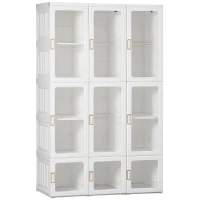 HOMCOM Portable Clothes Wardrobe for Bedroom, Foldable Clothes Organiser with Cube Storage, Hanging Rods, Magnet Doors, White(m-10)