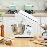 HOMCOM Stand Mixer, 5L Food Mixer for Baking, 6 Speeds and Pulse Setting, 1400W Cake Electric Kitchen Mixer with Dough Hook, Whisk, Stainless Steel Bowl, Splash Guard, Beater, White(m-2)