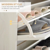 HOMCOM Narrow Shoe Cabinet, Slim Shoe Storage Cabinet with 3 Flip Drawers and Adjustable Shelves, 12 Pair of Shoes Organizer for Hallway, Entryway, Cream White(m-5)