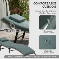 Outsunny Rattan Folding Sun Lounger Outdoor Chair with Cushion and Pillow Mixed Grey(m-5)