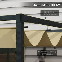 Outsunny 3x2m Metal Pergola with Retractable Roof, Garden Gazebo Canopy Shelter for Outdoor, Patio, Khaki(m-4)