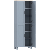 HOMCOM Freestanding Kitchen Cupboard, 4-Door Storage Cabinet with Adjustable Shelves, Modern Kitchen Pantry, 170cm, Grey
