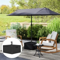 Outsunny Garden Parasol Base Outdoor Umbrella Stand with Wheels Handles, Garden Umbrella Base, Filled Up to 80kg with Stand or 50kg with Water for 38, 48 mm Poles, Black(m-9)