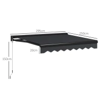 Outsunny 3 x 2.5m Electric Awning with LED Light, Aluminium Frame Retractable Awning Sun Canopies for Patio Door Window(m-3)