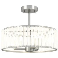 HOMCOM Crystal Ceiling Light Fixture, Semi Flush Mount Modern Crystal Chandelier Ceiling Light for Living Room, Bedroom, Hallway, Dining Room, E14 Base 3-Lights, Bulbs Not Included, Silver Tone(m-11)