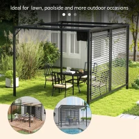 Outsunny 3 x 2.8m Metal Pergola, with Retractable Fabric Roof - Grey(m-6)