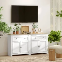 HOMCOM Sideboard Storage Cabinet, Morden Kitchen Cupboard with Adjustable Shelf, Drawer and Double Doors, Sideboard for Living Room, Dining Room, Hallway, White(m-8)