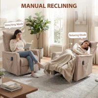 HOMCOM Recliner Armchair, Chenille Recliner Chair with Massage and Heat, 360° Swivel Rocking Manual Recliner, Brown(m-5)