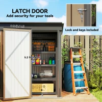 Outsunny 5 x 3ft Corrugated Steel Storage Shed, with Lock - Brown(m-7)