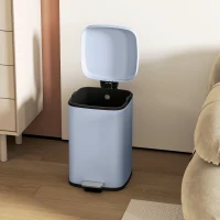 HOMCOM 20L Modern Boxy Metal Home Kitchen Bin - Light Blue(m-8)