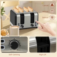 HOMCOM Stainless Steel Panel Kettle and Toaster Set - Black(m-8)