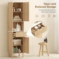 HOMCOM Multi-Storage Slimline Bathroom Cabinet - Oak Wood Effect(m-5)