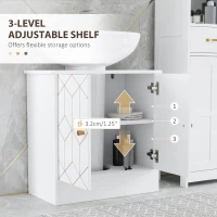 HOMCOM Under Sink Bathroom Cabinet, Under Sink Cabinet with Adjustable Shelf and Open Compartment for Basin with or without Pedestal, 60 x 30 x 60cm, White(m-5)