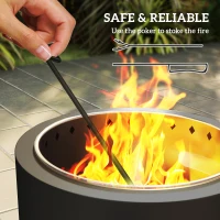 Outsunny Smokeless Steel Fire Pit, with Poker - Grey(m-7)