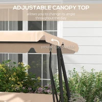 Outsunny Three-Person garden Swing Chair, with Adjustable Canopy - Light Brown(m-5)
