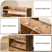 HOMCOM Two Flip Drawer Narrow Shoe Cabinet with Adjustable Shelves - Rustic Brown(m-7)