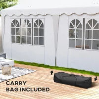 Outsunny 3 x 6m Pop Up Gazebo with Sides, UPF50+ Height Adjustable Marquee Party Tent, Wedding Canopy, Instant Event Shelter with Carry Bag and Sand Bags for Garden, White(m-8)