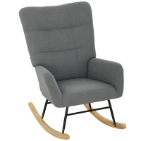 HOMCOM Teddy Fleece Rocking Chair - Grey(m-1)