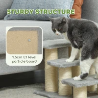 PawHut Pet Stairs 3-step Pet Ladder Cat dog Stairs Climb Ladder Cat Tree, Grey(m-5)