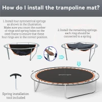 SPORTNOW Trampoline Replacement Mat with Spring Pull Tool, 54 V-Hooks, for 10ft Trampoline using 14cm Springs, Orange(m-6)