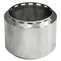 Outsunny Smokeless Fire Pit, 48.5cm Portable Wood Burning Firepit with Poker for Garden Camping Bonfire Party, Stainless Steel, Silver(m-11)
