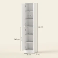 kleankin Tall Bathroom Cabinet with Mirror and Adjustable Shelf - High Gloss White(m-3)