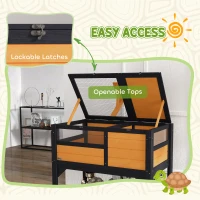PawHut Wooden Tortoise House, with Shelter, Run, Shelf, Lamp Holder, Tray, Yellow(m-6)