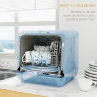 HOMCOM 6L Five-Mode Tabletop Dishwasher - White(m-7)