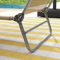 Outsunny Set of Two Steel Frame Sun Loungers, with Reclining Backs - Brown(m-9)