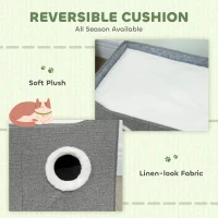 PawHut Cat Bed for Indoor Pets, Foldable Cat House with Fluffy Ball and Scratch Pad for Small and Medium Pets, Grey(m-5)