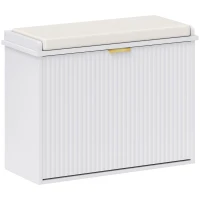 HOMCOM Elegant Six Shoe Bench, with Top Seat - White(m-1)