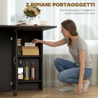 HOMCOM Tavolo Pieghevole in Legno per 4-6 Persone con Ruote, 75x140x74cm, Nero(m-5)
