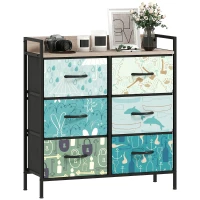 HOMCOM 6-Drawer Chest of Drawers - Blue(m-10)