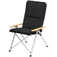 Outsunny Portable Camping Chair for Adults, High Back Folding Chair with Padded Seat and Carry Bag, Outdoor Recliner for Hiking, Fishing, Beach and Picnic, Black(m-11)