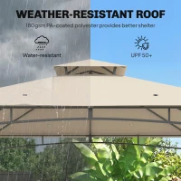 Outsunny 3 x 3 m Gazebo, Garden Gazebo with 2-Tier Roof, Metal Frame, Khaki(m-4)