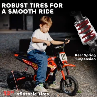 AIYAPLAY Kids Electric Motorbike, 24V Ride On Motorcycle with 3 Speeds and Rear Suspension, Dirt Bike for 8-12 Years Old, Red(m-6)