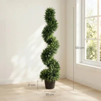 HOMCOM Decorative Artificial Plants Set of 2, UV Resistant Fake Plants in Pot for Indoor Outdoor Decor, 120 cm, Deep Green(m-3)