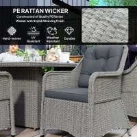 Outsunny Seven-Piece Rattan Dining Set - Mixed Grey(m-4)