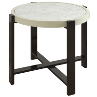 Outsunny Round Small Garden Table, 60cm Outdoor Side Table with Faux Marble Tempered Glass Top, Aluminium Frame for Garden, Patio, Balcony, Light Grey