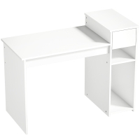 HOMCOM Escrivaninha para computador com gaveta e prateleira, mesa de computador com suporte para unidade central, 108 x 50 x 82 cm, branco