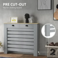 HOMCOM 95.5H x 111Wcm Radiator Cover, with Drawer - Grey(m-4)