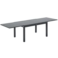 Outsunny Extendable Garden Table 135-270cm x 90cm x 75cm, 10 Seater Outdoor Dining Table with Aluminium Frame for Lawn, Balcony and Backyard, Grey(m-10)