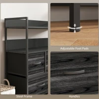HOMCOM Rustic Chest of Seven Fabric Drawers - Black(m-7)