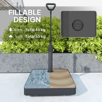 Outsunny Garden Parasol Base with Adjustable Wheels and Handle, Garden Sun Umbrella Base Parasol Stand, Filled Up to 55kg with Stand, 45kg with Water for 35, 38, 48 mm Poles, Black(m-5)