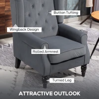 HOMCOM Wingback Accent Chair, Retro Upholstered Button Tufted Occasional Chair for Living Room and Bedroom, Grey(m-4)