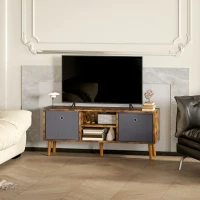 HOMCOM TV Cabinet Stand Unit for TVs up to 50'' with Foldable Drawers, Entertainment Centre for Living Room Rustic Brown(m-8)